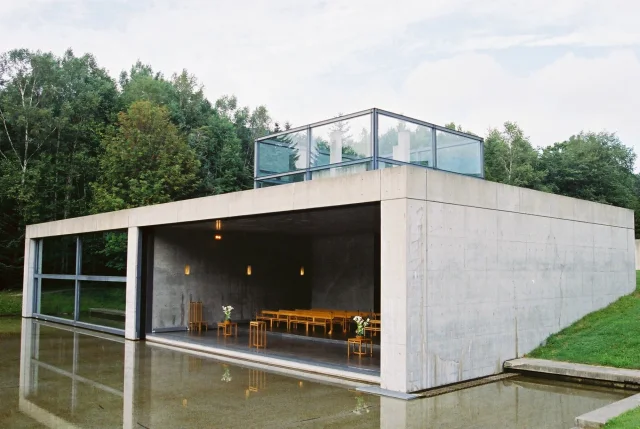 水の教会 · Church on the Water by Tadao Ando (1988), located outside of Sapporo, Japan